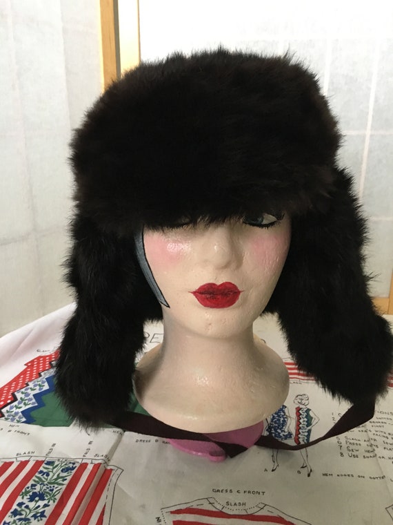 レア00’s Y2K flight cap Rabbit fur archive Fur Trapper Hat Y2k - Etsy