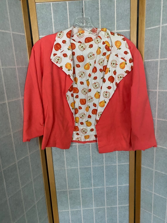 Vintage 1950’s 1960’s pink fruit themed top and m… - image 2