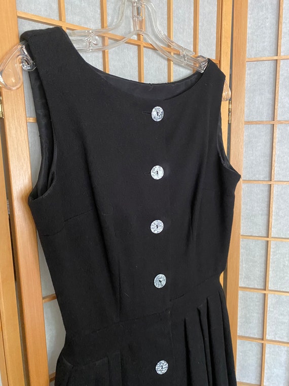 Vintage 1950’s Black Wool Button Up Dress - image 2