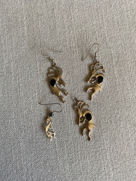 Vintage 1980's kokopelli earrings and matching nec