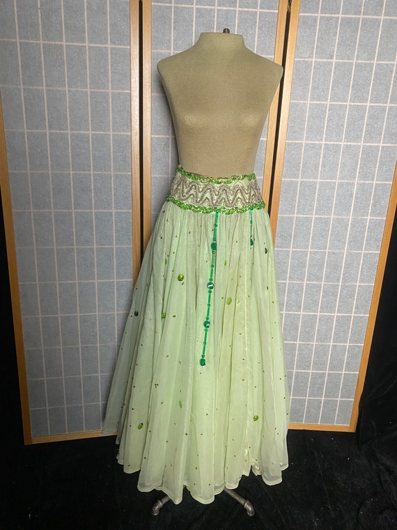 Vintage 1950’s green belly dancer costume skirt, … - image 1