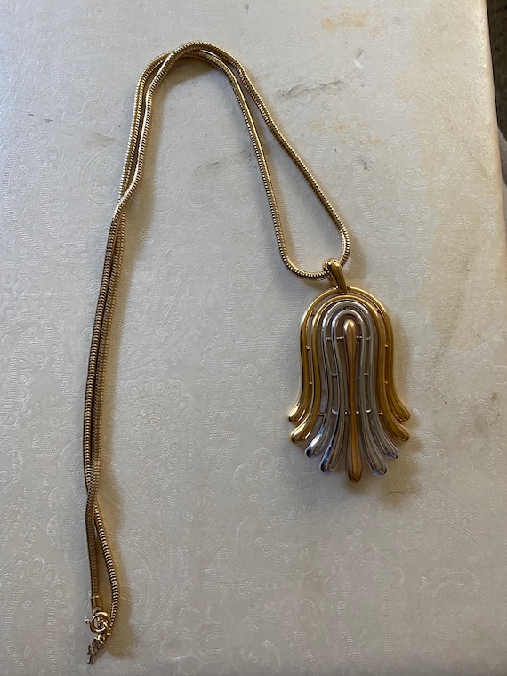 Vintage Silver and Gold Trifari Pendant Necklace