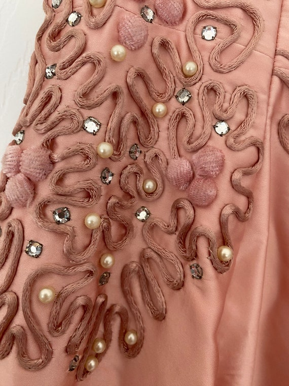 Vintage 1950’s pink Emma Domb beaded party dress … - image 7