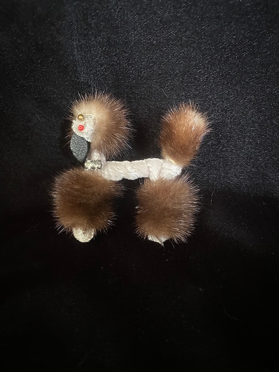 Vintage 1940’s velvet and mink poodle brooch