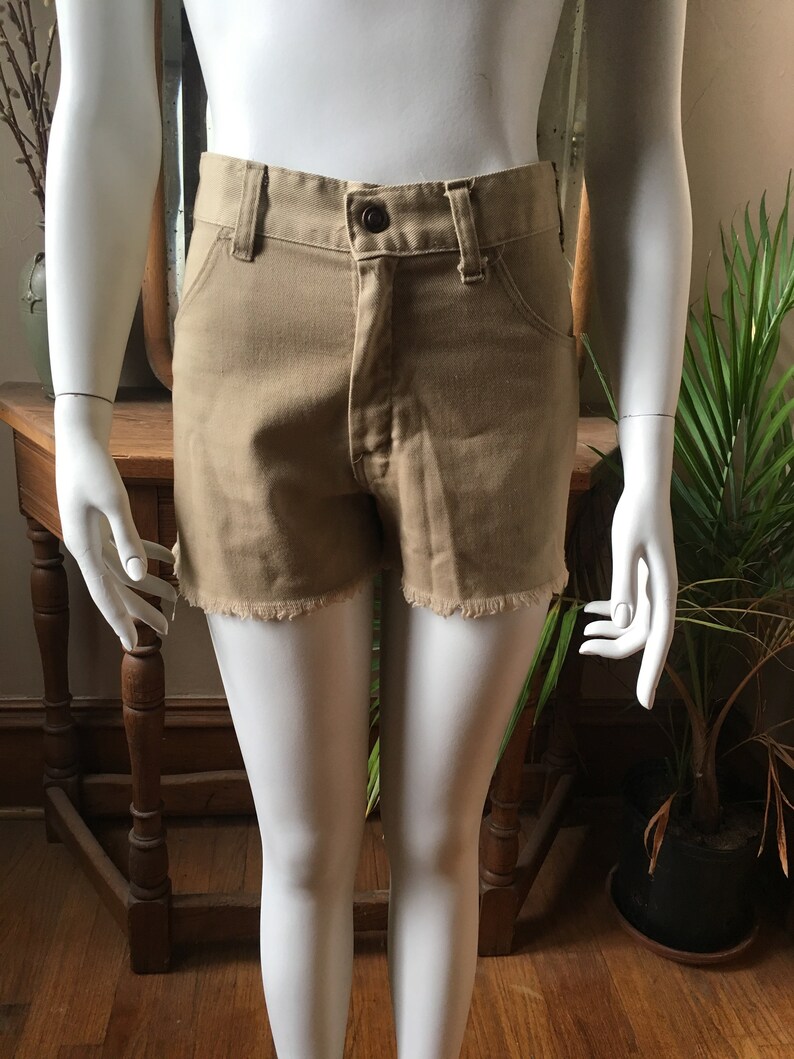 Vintage 1970's Tan Cutoff Shorts, size small image 1