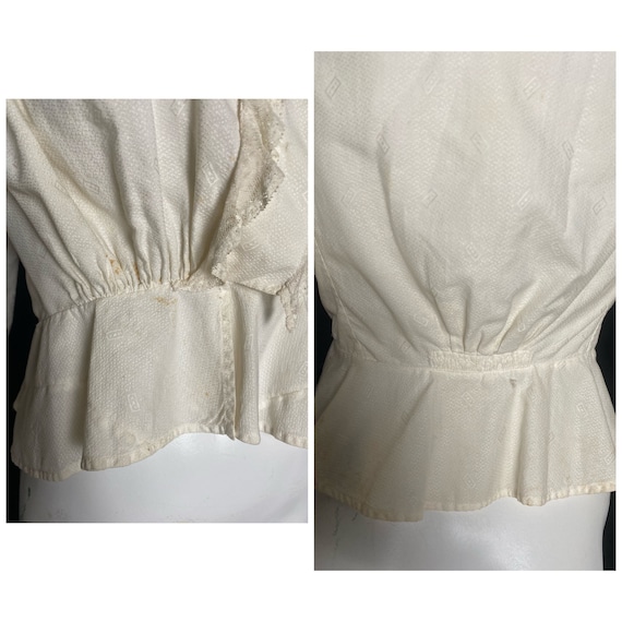 Vintage antique 1910s cream blouse with square pa… - image 4