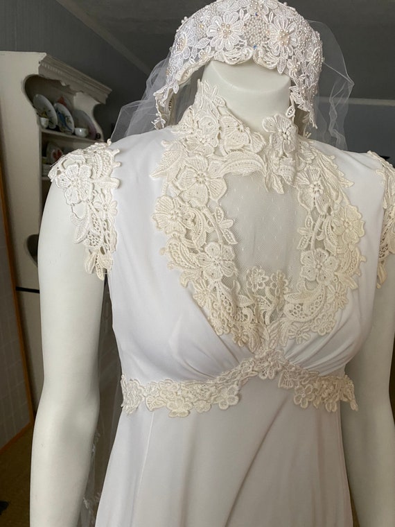Vintage 1980’s white slinky wedding dress, size x… - image 3