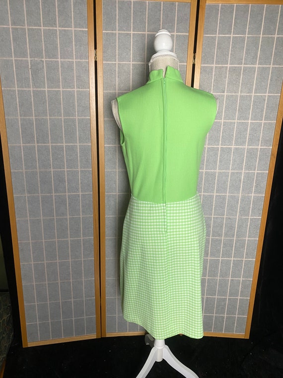 Vintage 1970’s lime green and white houndstooth d… - image 6