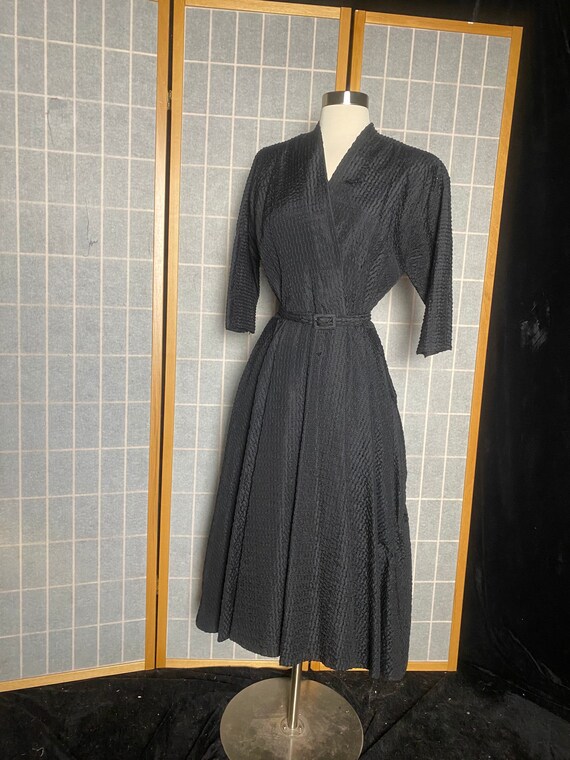 Vintage 1950’s textured black three quarter sleev… - image 2