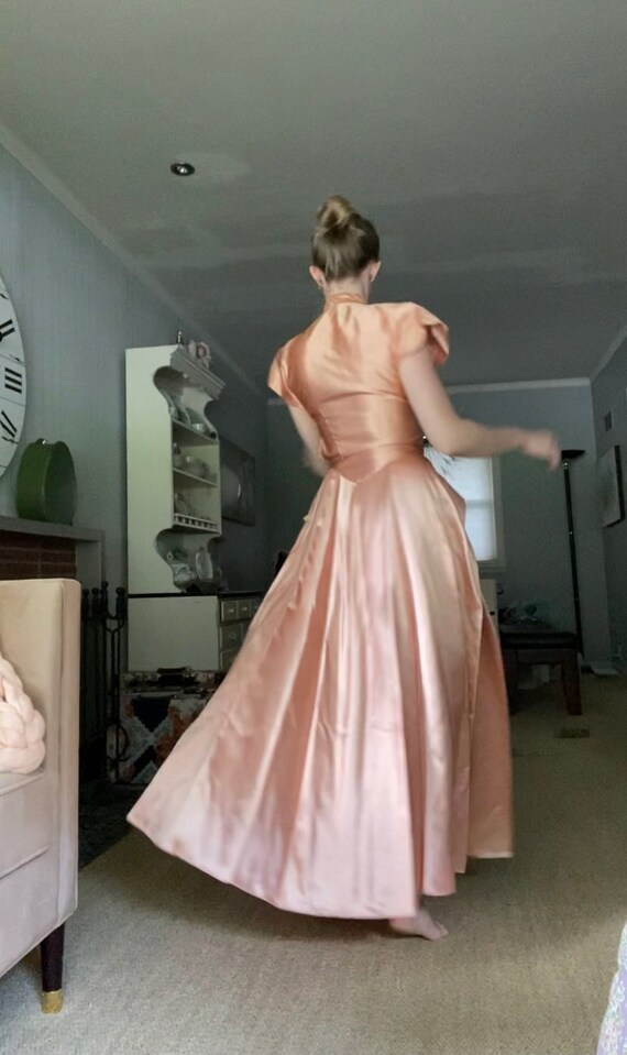 Vintage 1940’s pink satin fitted formal princess … - image 7