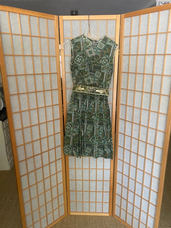 Vintage 1950’s Green Day dress with matching belt