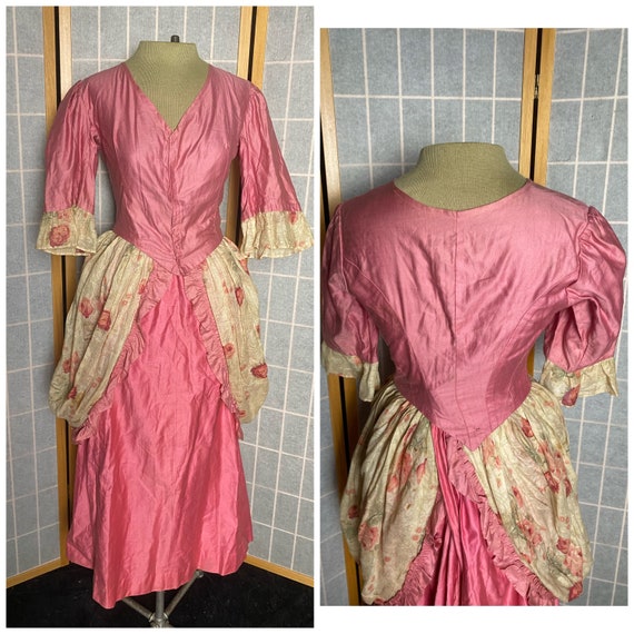 Vintage antique 1930’s does 1800’s pink, floral a… - image 4