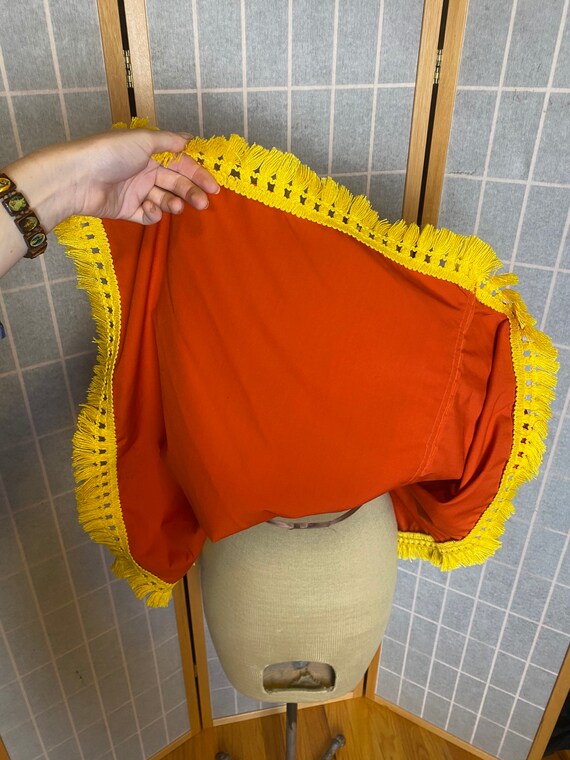 Vintage 1970’s orange and yellow fringe poncho, s… - image 7