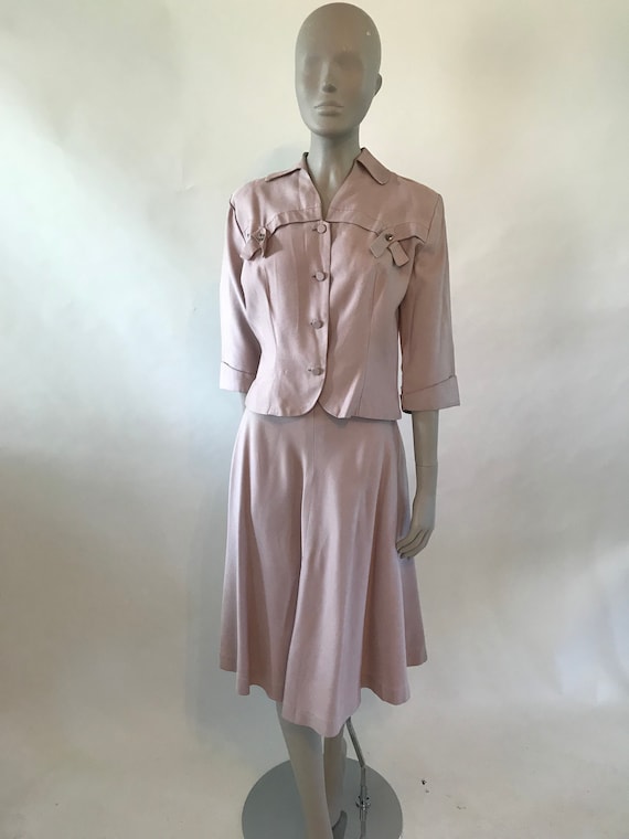 Vintage 1950s soft lilac purple Skirt suit - image 1