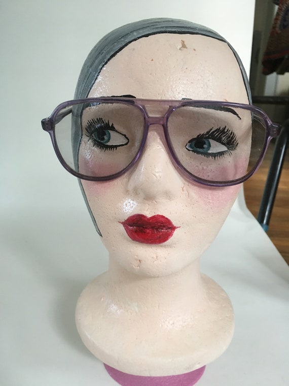 Vintage Purple Clear 1980's Big Eyeglasses