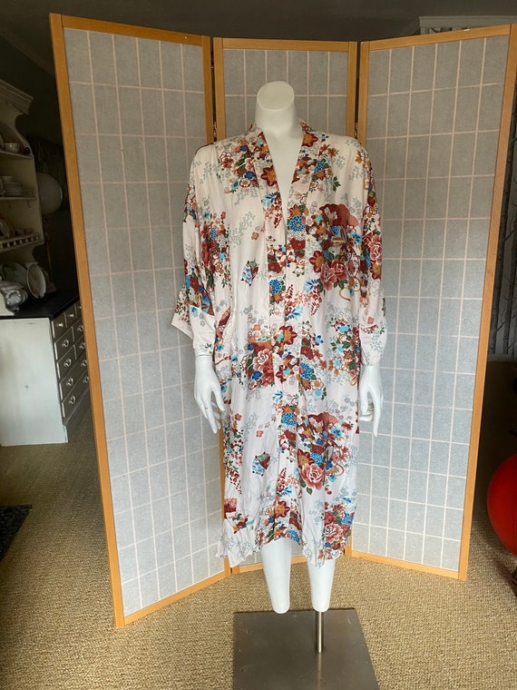 Vintage 1950’s kimono style robe with colorful Asi