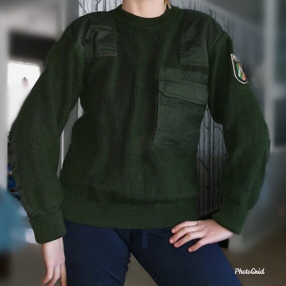 Vintage jaren 1990 Leger Groene Wol Italiaanse Polizei Pullover Trui Maat Medium Etsy Nederland