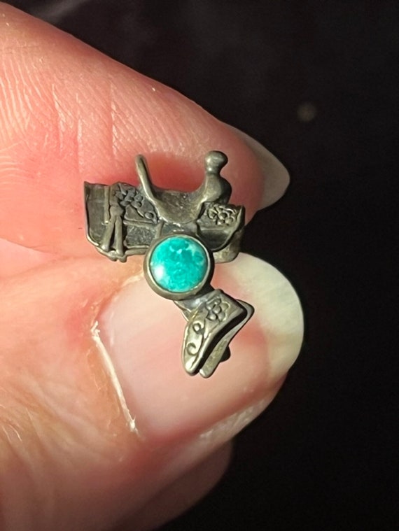 Vintage 1950s pair of silver and turquoise screw-t