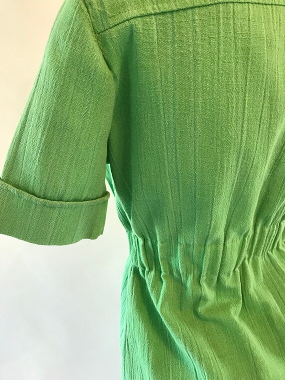 Vintage 1970s linen look green suit with pants an… - image 8