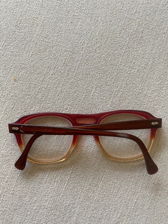 Vintage Red And Clear Ombré Plastic Eyeglasses Wi… - image 3