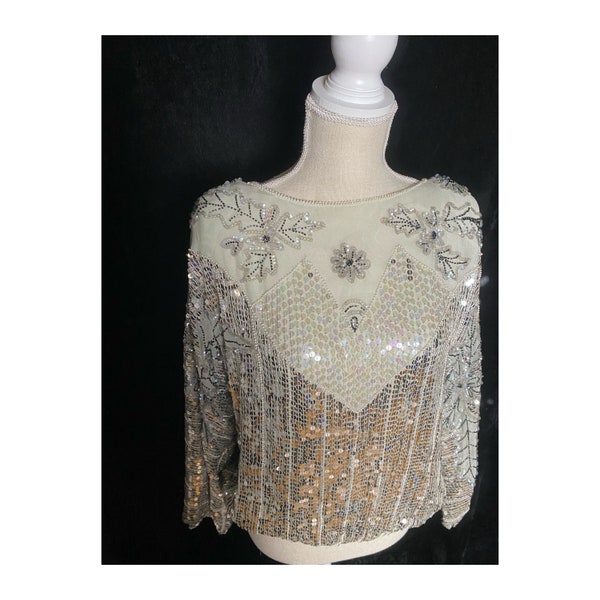 Silver Sequin Blouse - Etsy