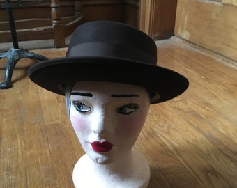 Vintage Brown Wool Felt Hat, Fedora from Ben Simon