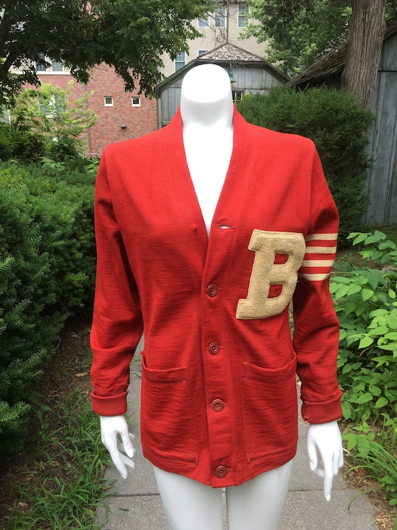 Vintage 1930's/40's Red Wool Letterman Sweater