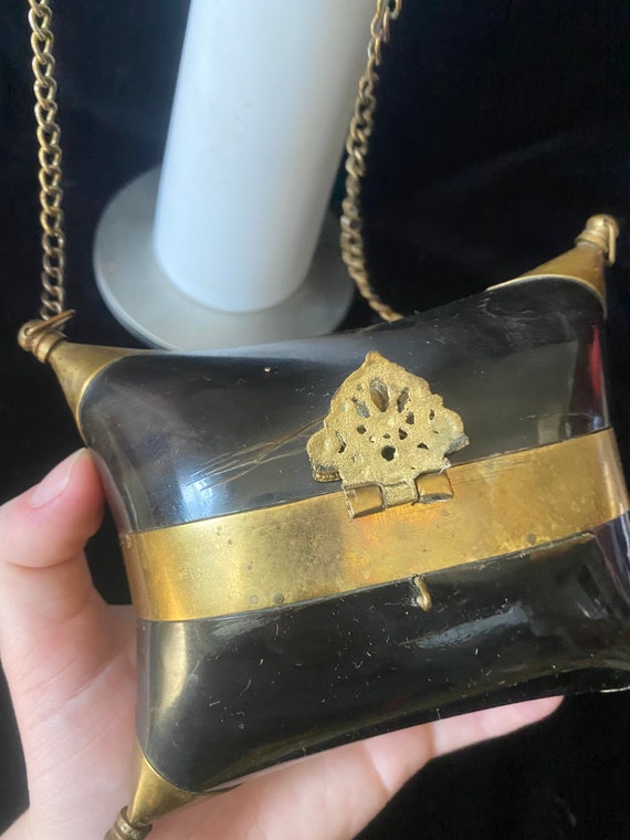 Vintage antique 1920’s black and gold pillow purse - image 4