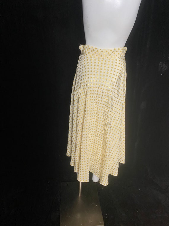 Vintage 1950’s cream and metallic gold polka dot … - image 6