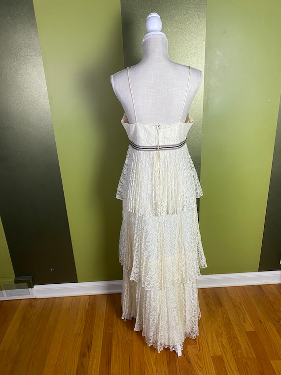 Vintage 1970’s white lace tiered spaghetti strap … - image 5