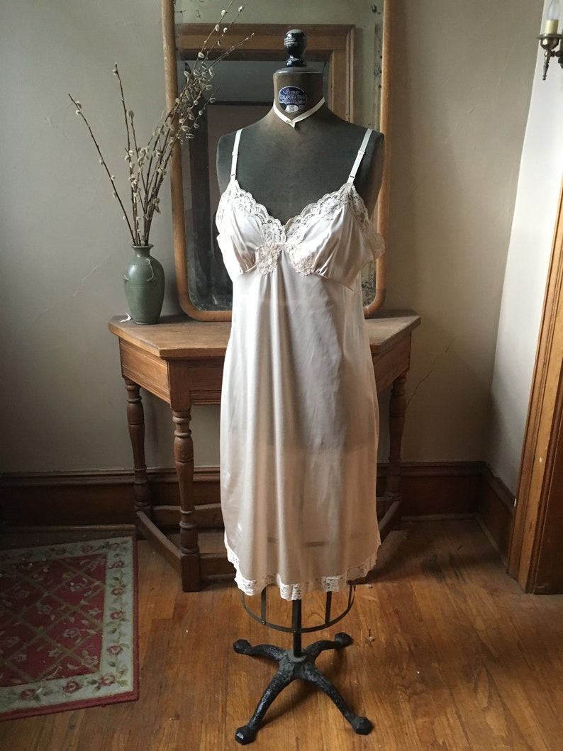 dress Vintage 1960/'s70/'s beige cream lace full slip size medium