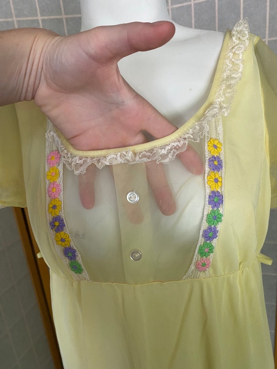 Vintage 1960’s yellow semi sheer empire waist sex… - image 2