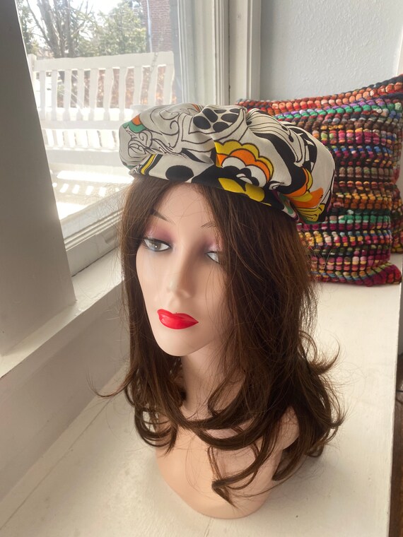 Vintage 1960’s psychedelic novelty print beret hat - image 4