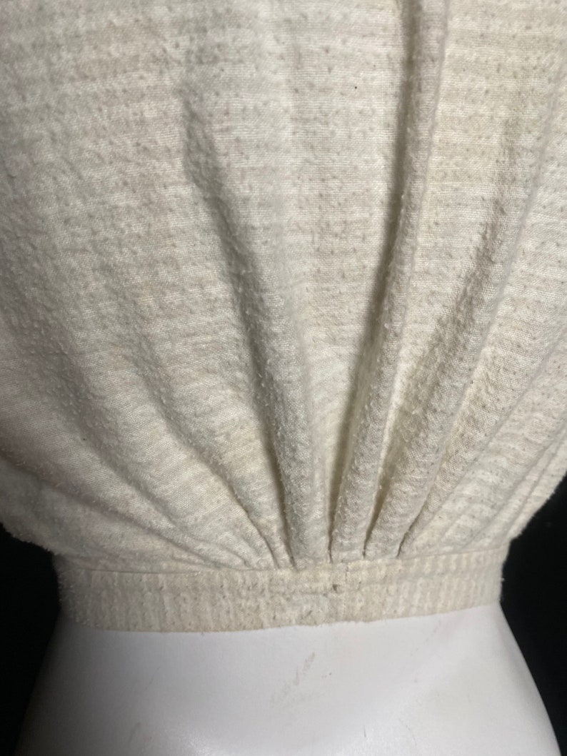 Vintage antique 1900s 1910 white stripe fleece undershirt, size xs image 8