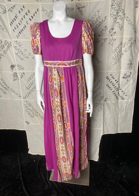 Vintage 1970’s bright purple and orange peasant d… - image 1