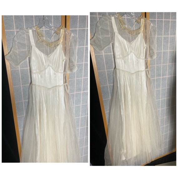 Vintage 1930’s white mesh net dress with liquid s… - image 2