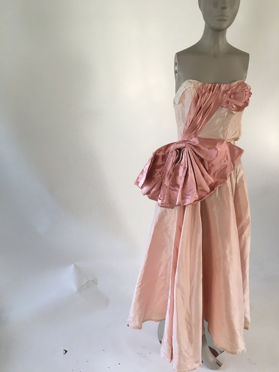 Vintage 1950's Two Tone Pink Strapless Party Dres… - image 1