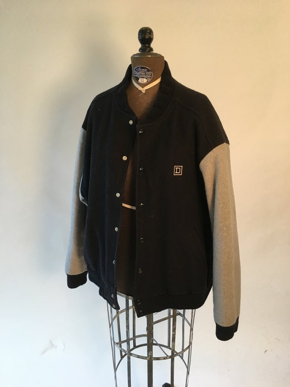 Vintage 1980's Black and Gray Bomber Jacket Sports