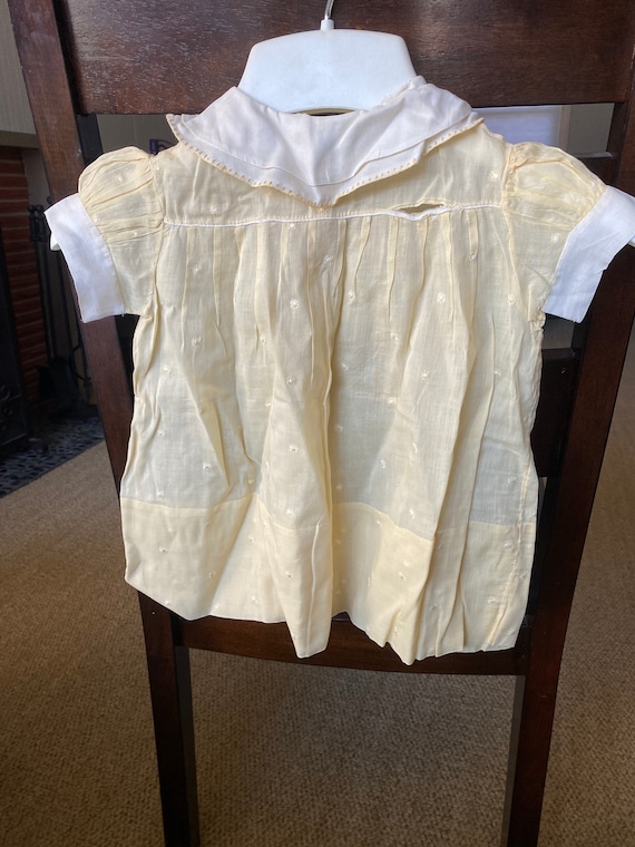 Antique Vintage Yellow and White Cotton Baby Girl… - image 6