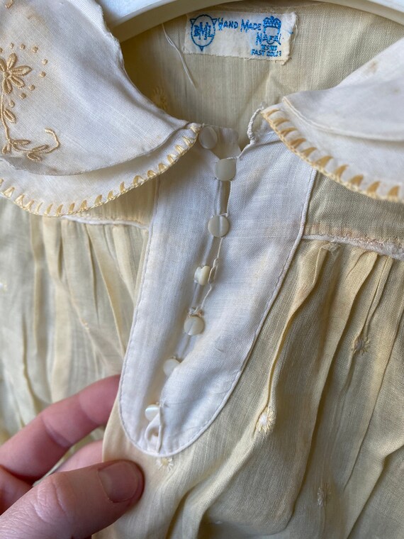 Antique Vintage Yellow and White Cotton Baby Girl… - image 3