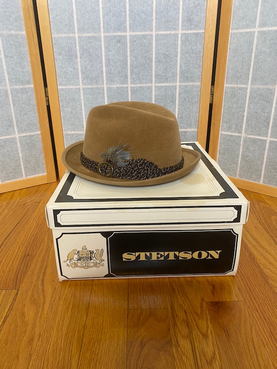 Vintage 1980's Tan Stetson Hat Fedora, Stetson Sovereign Vintage 1980's Tan Stetson Hat Fedora, Stetson Sovereign
