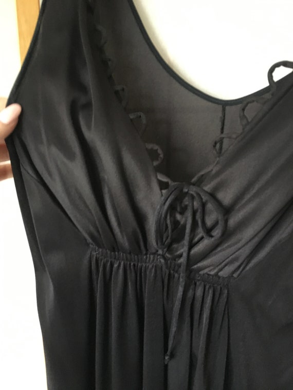 Vintage 1960's Black Nylon Long Semi Sheer Nighti… - image 2