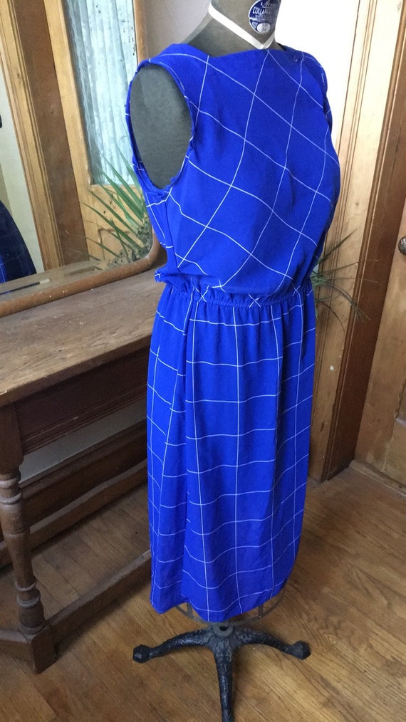 Vintage 1980s Royal Blue Sheer Dress with Subtle … - image 2