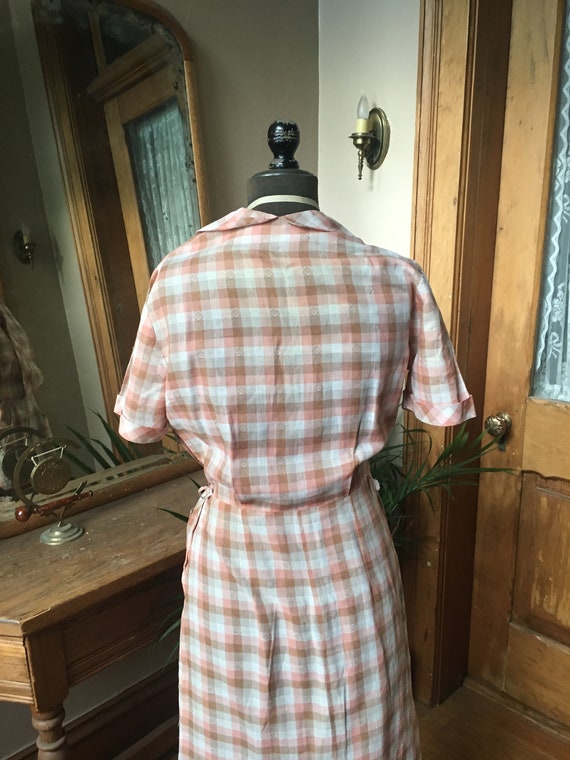 Vintage Peach Gingham Dress - image 6