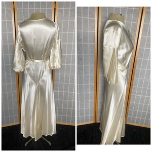 Vintage 1930s white liquid satin Art Deco wedding dress with belt, size medium image 7