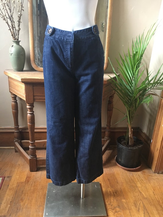 Vintage 1980's Dark Wash Denim Jeans with Large B… - image 1