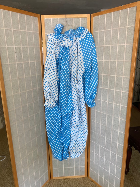 Vintage 1960’s blue and white polka dot clown cost