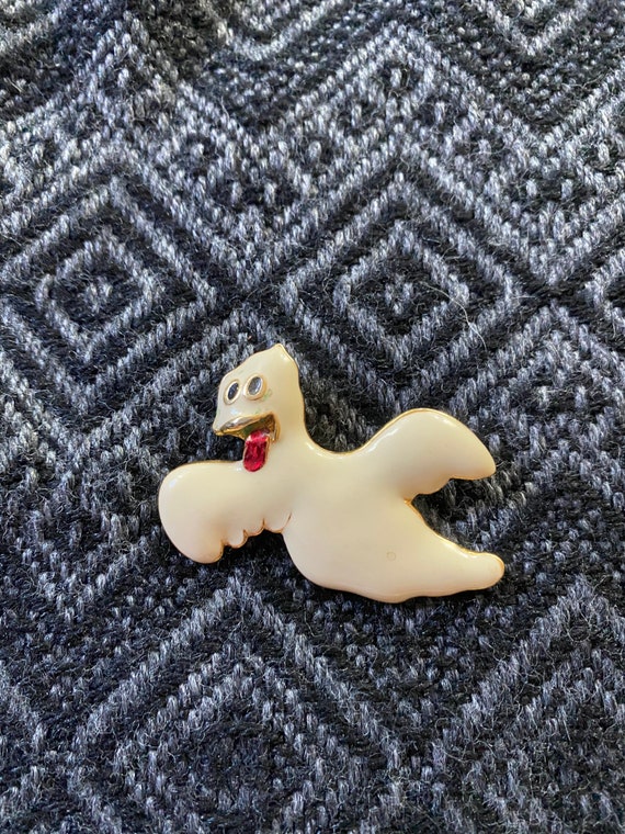 Vintage 1970’s white enamel ghost brooch