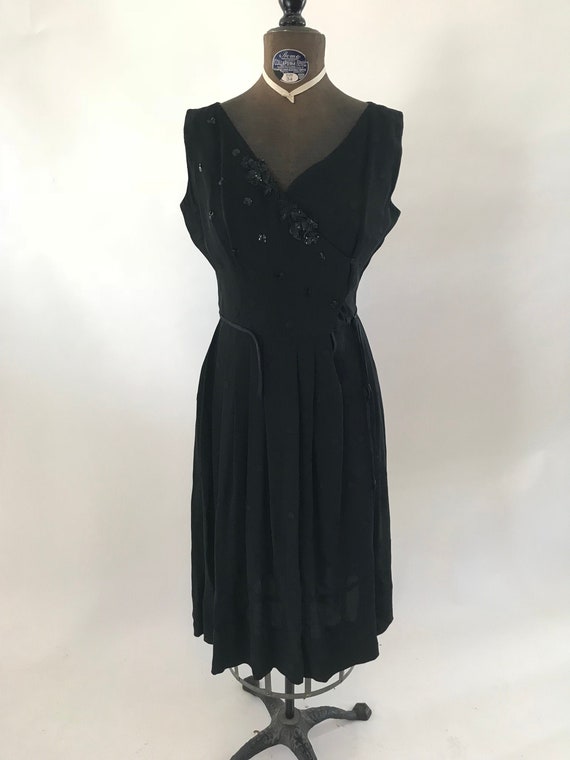 Vintage Black Cocktail Dress, Tone on Tone Polka Dots, Sequins, 1940s Style  - Etsy UK