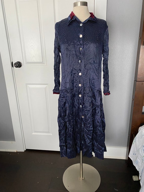 RESERVED Vintage 1940s Blue Chinese Satin Robe Maxi Dress
